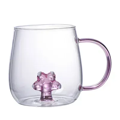 Verre en forme d'animal de dessin animé, mignon, verre à haute teneur en Borosilicate, tasse monocouche, salon avec invités, jus, boisson froide: Orange