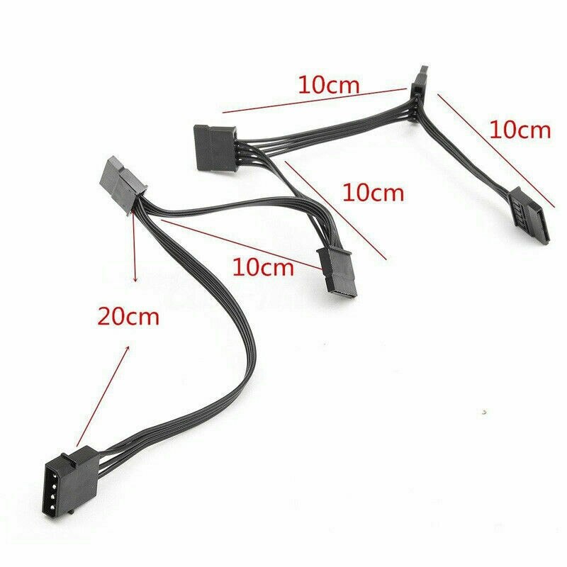 Cable de alimentación IDE de 4 pines a 5 puertos, conector Molex de 4 pines a Puerto SATA múltiple, Cable de alimentación de 18awg para disco duro, HDD, SSD y PC