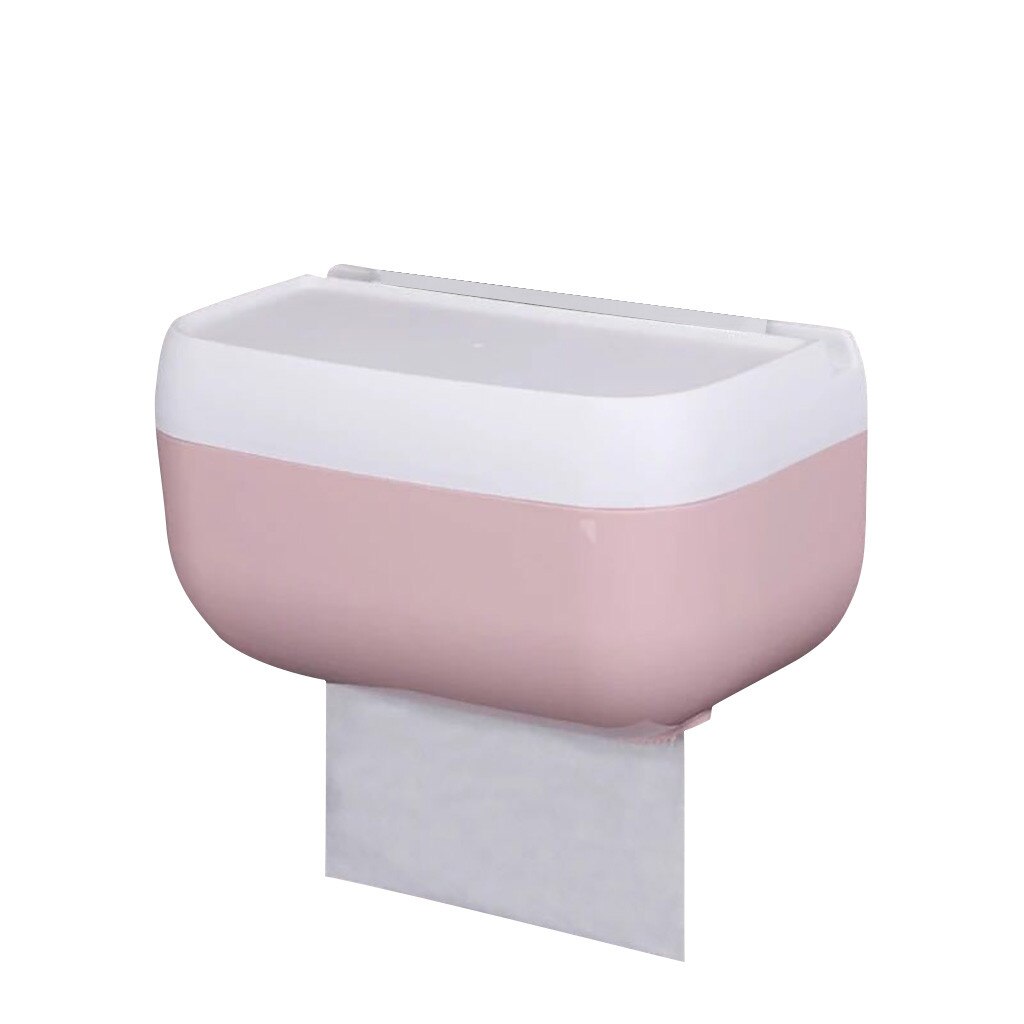 Tissue storage box plastic Multifunction Green pink gray Sticker Toilet Paper Roll Tissue Rack Wall Mounted Holder Shelf case#25: 3
