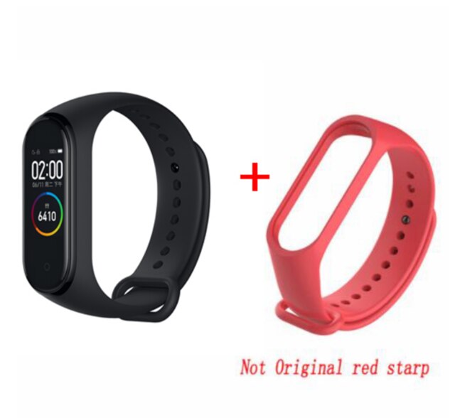 In Stock Original Xiaomi Mi Band 4 Smart Miband 3 Color Screen Bracelet Heart Rate Fitness Music Bluetooth 50M Waterproof Band4: add red strap