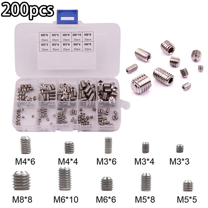200pcs Hex Screws Set Stainless steel Socket Replacement For door handle