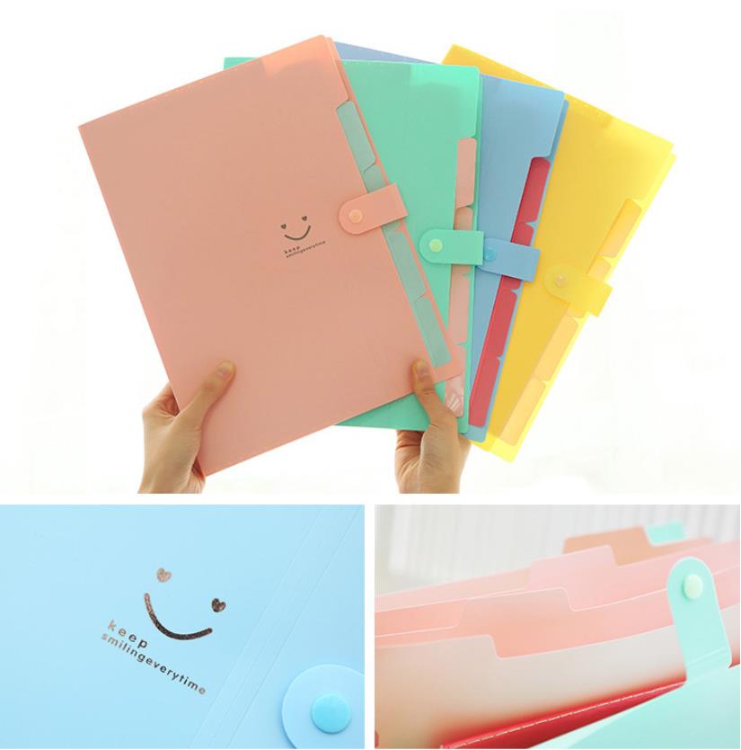 Expanding File Folders 5 Pockets Document Organizer A4 Letter Size Plastic File Folder with Labels Document Holder
