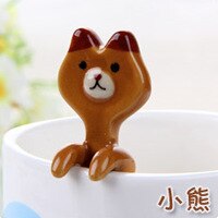 Hangable Novelty Funny Animal Ceramic Coffee Spoon Stirring Spoon Dinner Spoon Teaspoon for Children Kids Pig Frog Bear Cat: bear