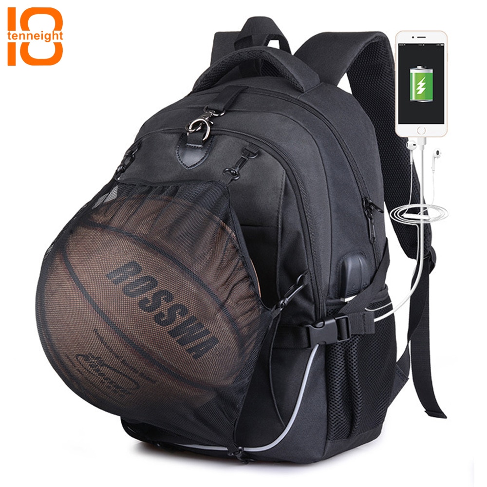 Tenneight mænds basketball sport gym tasker skoletaske til fodbold teenager fodbold net usb opladning rygsække laptop taske