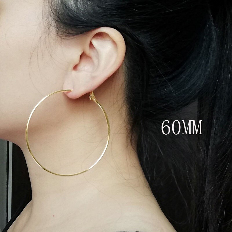 Super Big Hoop Earrings Round Female Lron Thin Hoops Ear Rings Large Circle Creole Huge Gold Earring Women Huggies Personality: gold 60mm