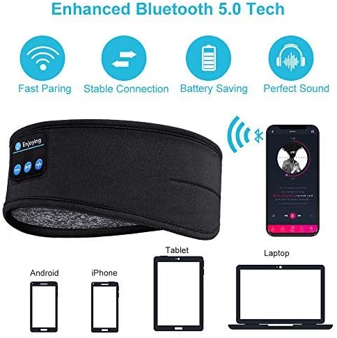 Bluetooth Slapen Hoofdtelefoon Sport Hoofdband Dunne Zachte Elastische Comfortabele Draadloze Muziek Oortelefoons Oogmasker Voor Side Sleeper