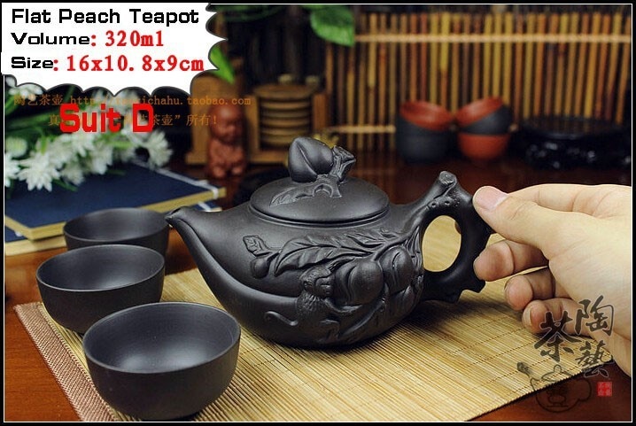 Autentisk 4 stk kung fu te sett [ 1 tekanne  + 3 kopper] 360ml drage vannkoker infusjon yixing tekanner håndlaget zisha keramisk porselen