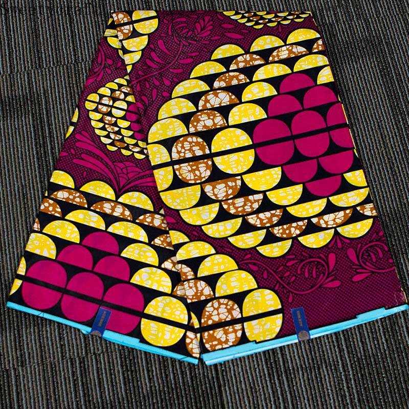 6Yard African Ankara Real Wax semi-Circle Prints Fabric 100% Cotton Nigerian Tissus Sewing Women Diy Dress Making