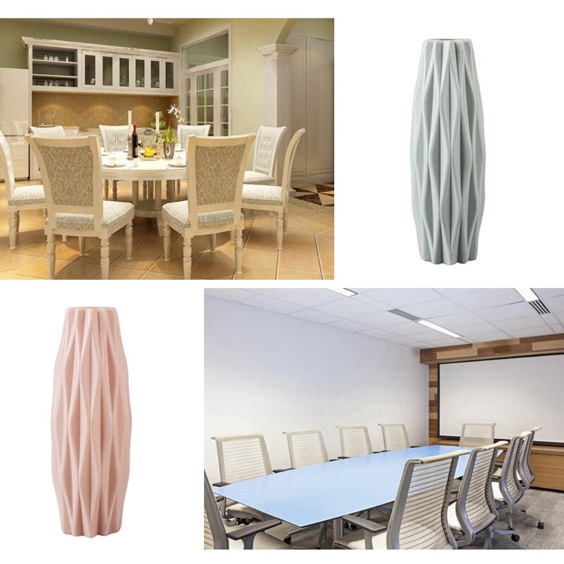 Blomvas dekoration hem plast vas vit imitation keramik blomkorg nordisk dekoration vaser (rosa)
