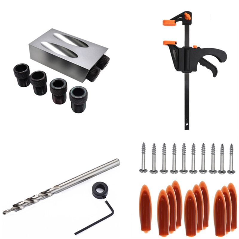 31 pièces/ensemble trou de poche pour le travail du bois gabarit 6/8/10mm trou Oblique localisateur positionneur forets gabarit pince Kit de travail du bois pour DI