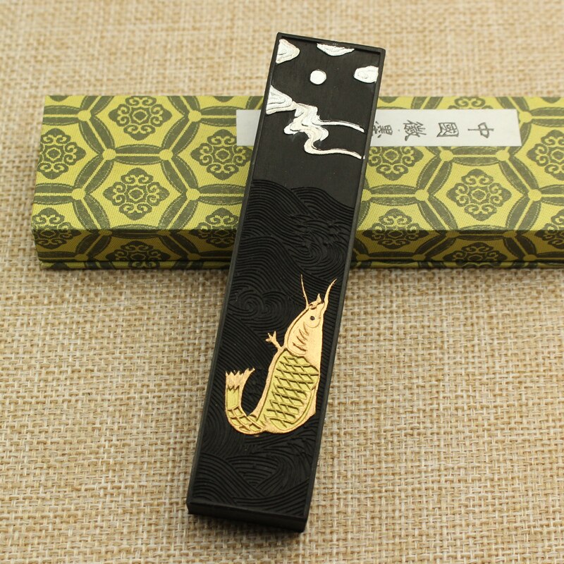 Tinta tradicional china sumi-e, palito de tinta sólida, tinta para caligrafía, pintura, Hui mo, pez de salto, color negro