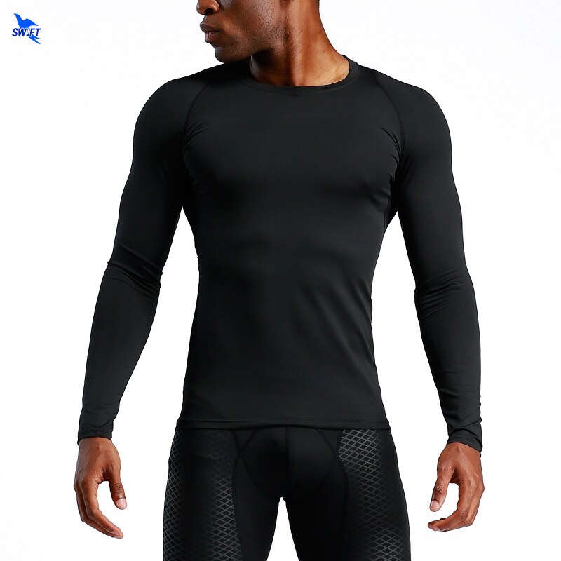 Mens Jogging T Shirt Compression Shirts Rashgard Tight-Fit Crossfit Long Sleeve Tshirt Gym Fitness Clothing Quick Dry Tee Shirt