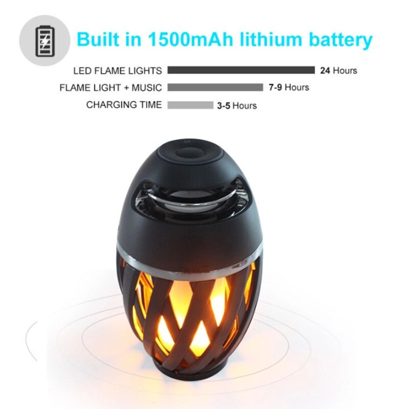 Wireless Speaker Flame Light Speaker Portable Loudspeaker Outdoor Player with LED Flame Torch Light Flicker Light