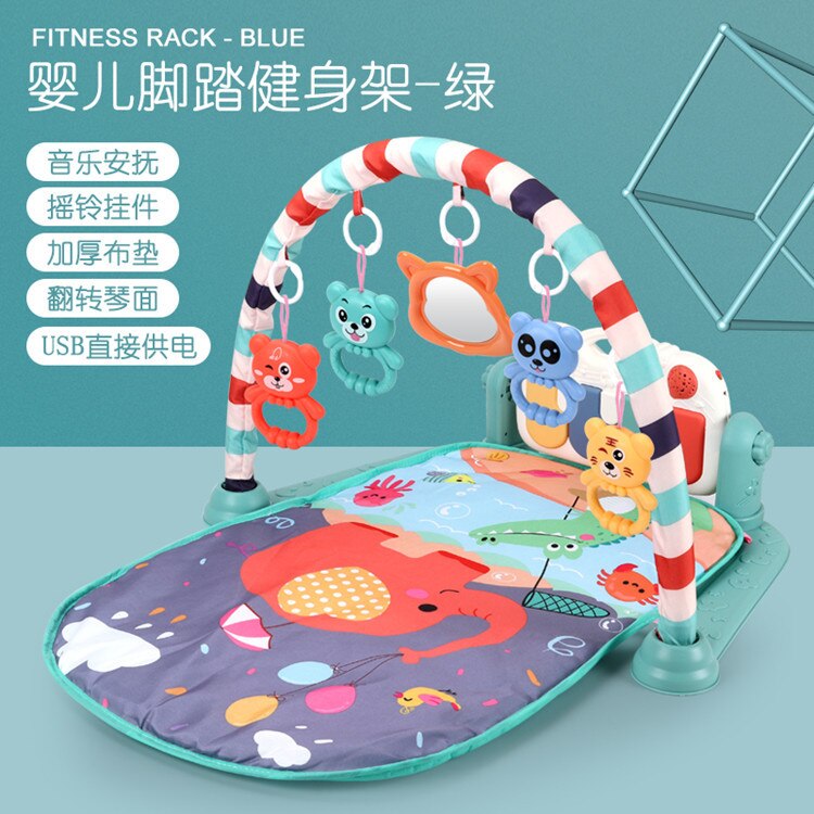 Music Blanket Baby Newborn Steps On Piano Gym 0- 18 Months 30 Lism Plastic Cement: Green