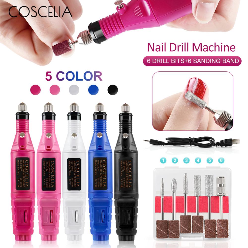 COSCELIA Electric Nail Drill Machine Manicure Machine Nail Art File Ceramic Nail Drill Bits Sanding Nail Tools Set