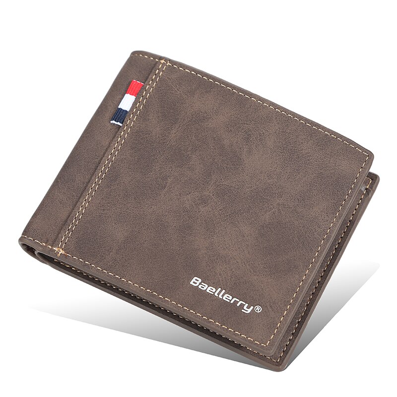 Hommes court sac à main carte mince multi carte portefeuille jeunesse horizontal billet pince: Coffee