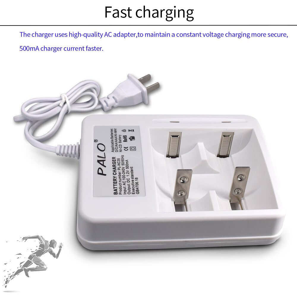 Palo 1.2v d-akku (8000 mah  r20 1.2v -mh) + led-schnellladegerät