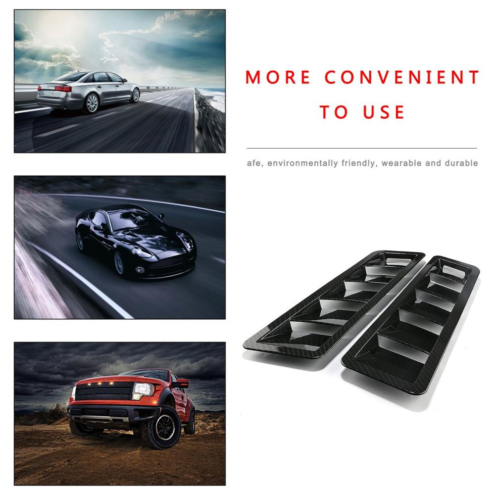 Black Air Flow Intake Universal Scoop Bonnet Side Fender Car Decorative Cover Hood Vent Louver Cooling Panel Trim Set