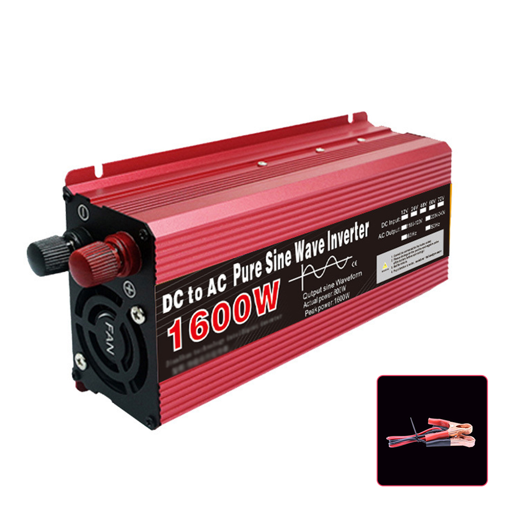 Inversor de onda sinusoidal pura DC12V a AC220V 1000W 1600W 2000W 3000W, convertidor de Banco de energía portátil, transformador de inversor montado en coche: Verde