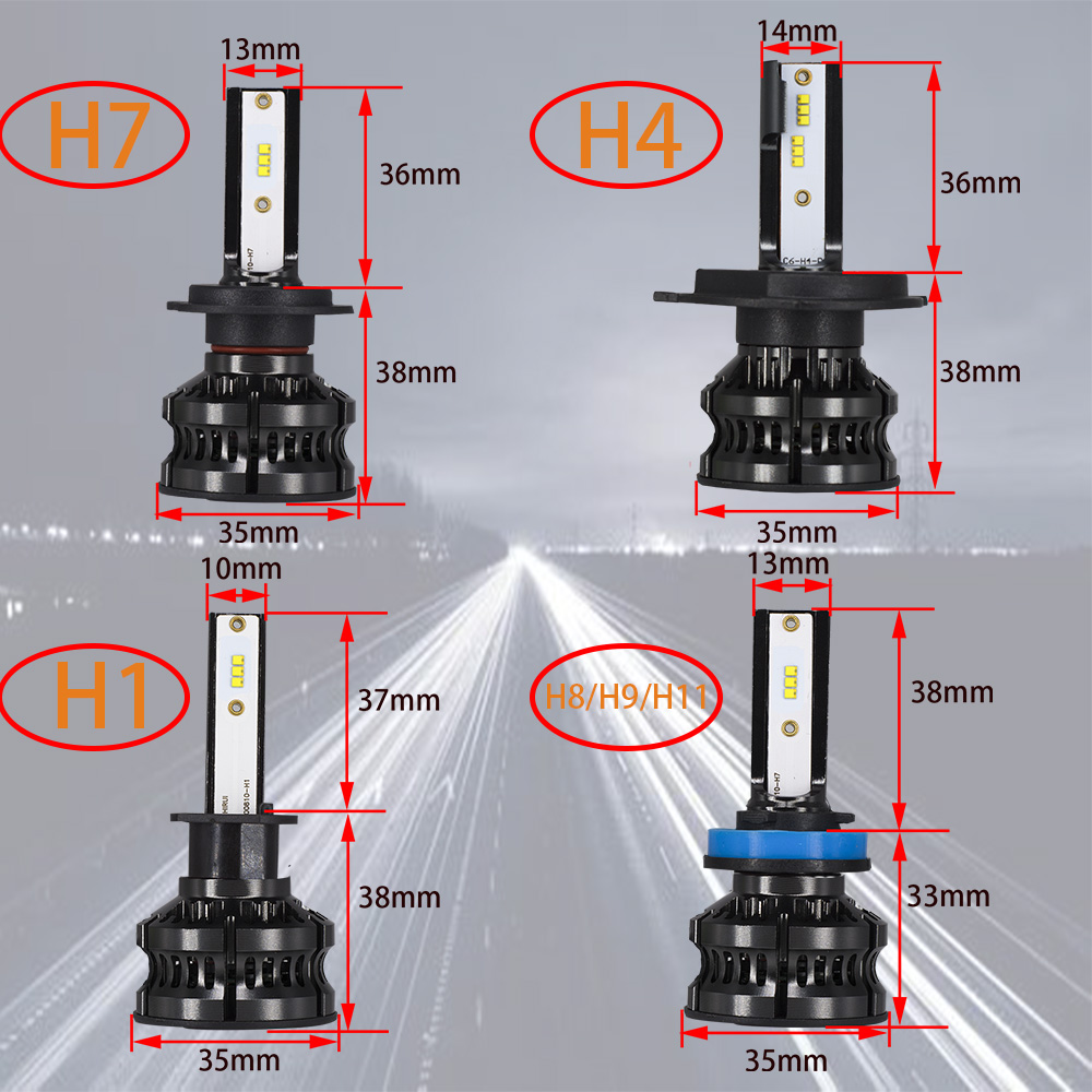 YHKOMS H4 Led 4300K ZES H1 H7 LED 5000K 8000K H8 H9 H11 9005 HB3 9006 HB4 H3 80W 16000LM Automatique De Phare de Voiture Antibrouillard 12V 6500K