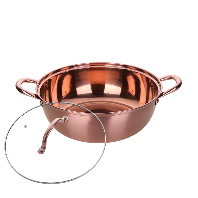 30Cm Elektrische Pot Soep Pot Grote Met Deksels 18/10 Rvs Matte Thuis Keuken Kookgerei Shabu Pot: rose gold