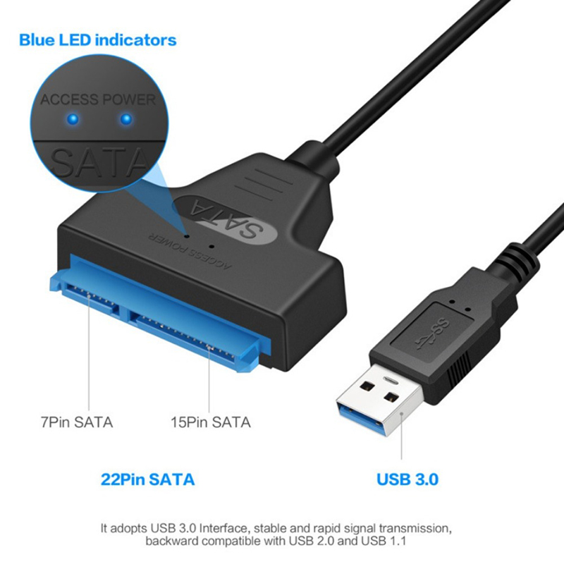 Usb sata 3 -kabel sata til usb 3.0- adapterkabler opptil  to 6 gbps støtte for 2.5- tommers ekstern ssd hdd-harddisk 22 -pinners sata iii for pc