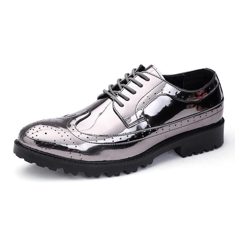 Leather Golf Shoes Mens Waterproof Golf Shoes Men England Style Anti-Skid Breathable Sneakers Casual Bussiness Golfs Shoes: Silver / 10.5