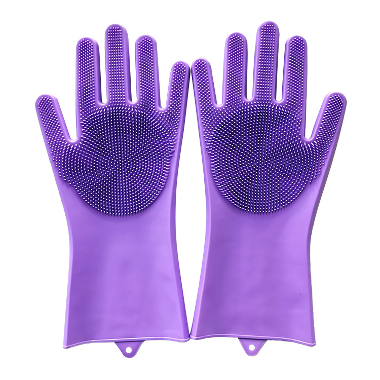 Gants magiques de nettoyage de la vaisselle en caoutchouc Silicone, 1 paire, pour l'entretien de la maison, éponge à récurer, outils de nettoyage de la cuisine: Rouge