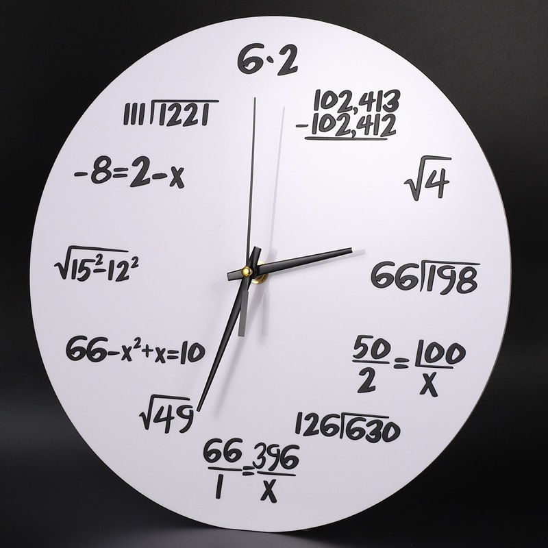 White Large Wall Clock Mathematics Silent Math Equations Polytechnic Digital Wall Clock