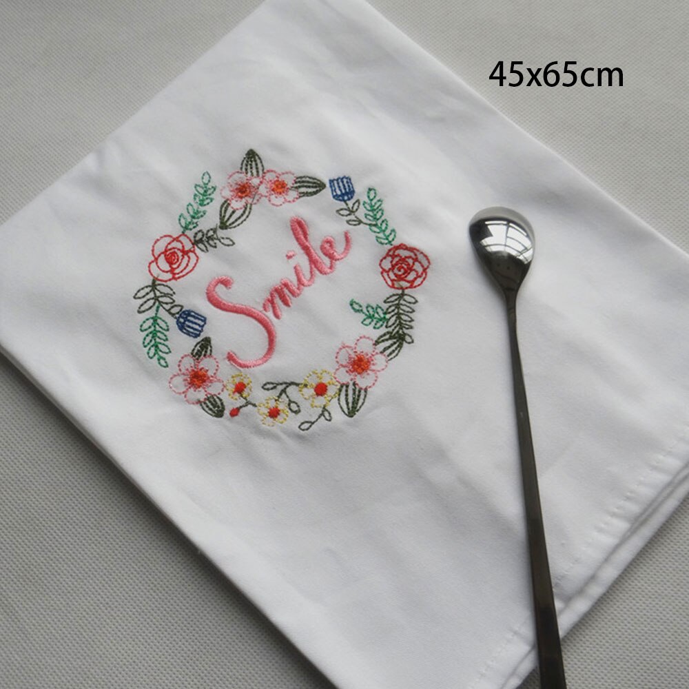 Eenvoud Stijl Puur Katoen Brief Bloemen Geborduurde Diner Servetten Placemat Voor Wedding Party 45x65cm: 02