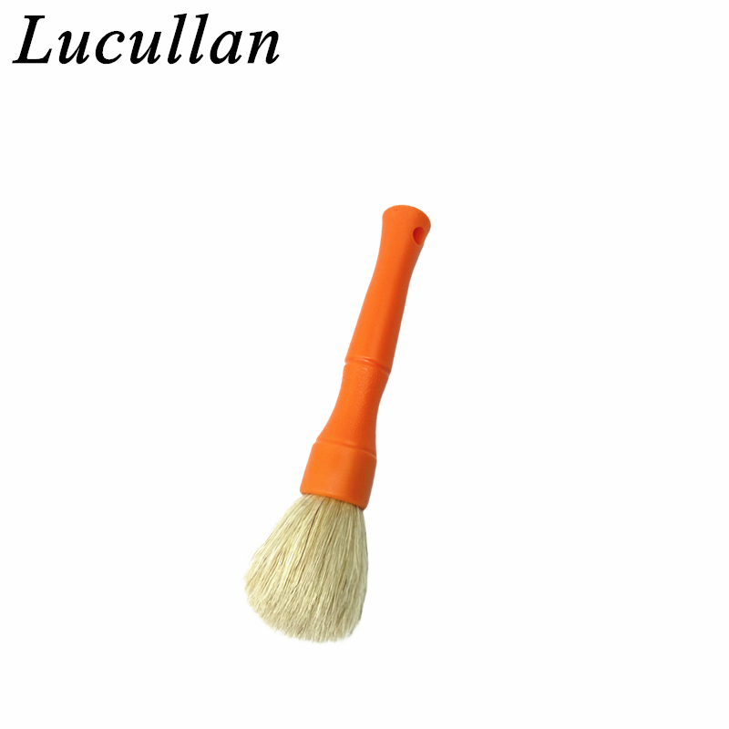 Lucullan Cepillos de limpieza premium de pelo de jabalí natural súper densos para espacios pequeños, bahías de motor y detalles exteriores
