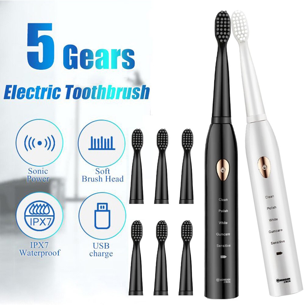 Poderoso ultra sônico sonic escova de dentes elétrica carga usb recarregável escovas de dentes lavável branqueamento eletrônico escova de dentes
