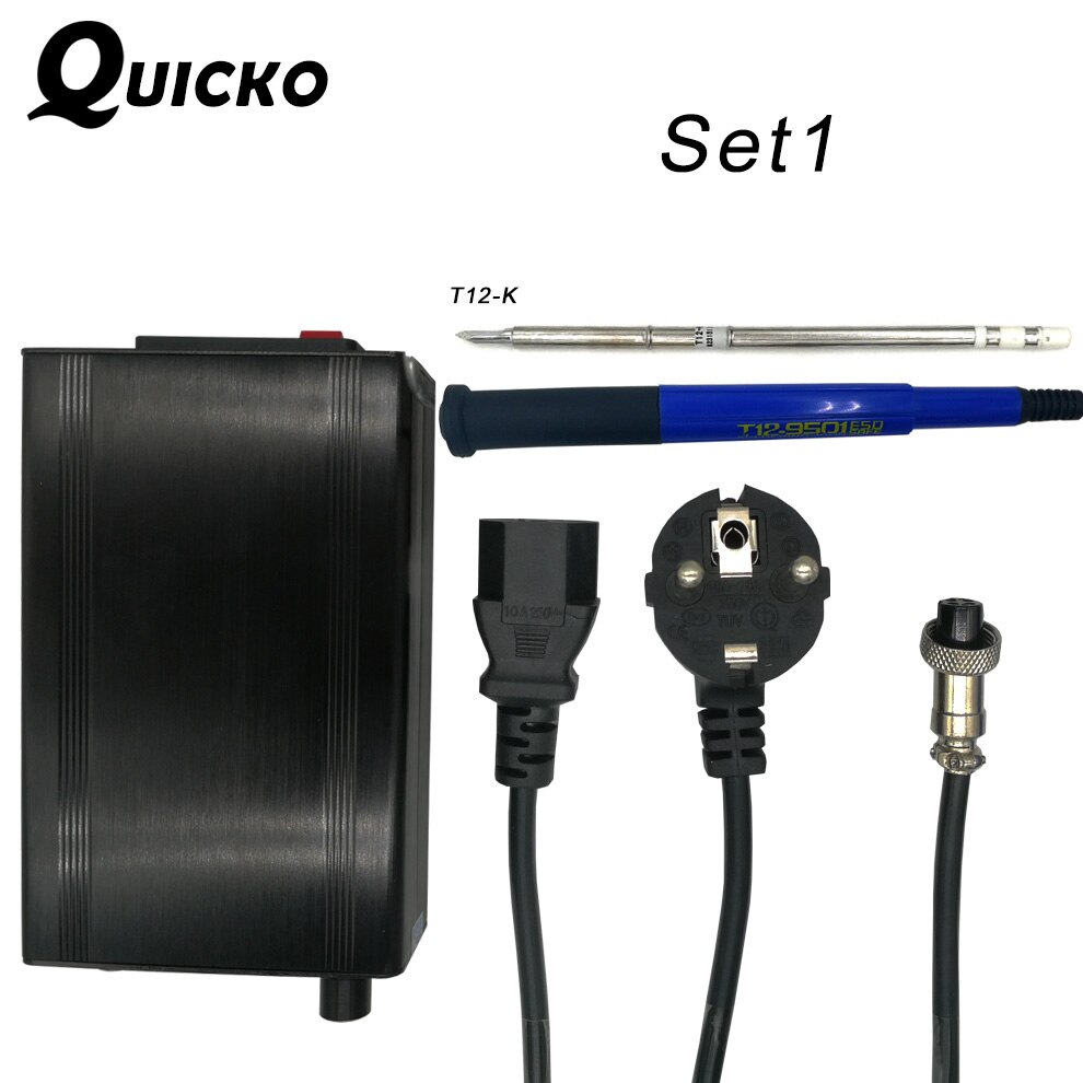 Quicko stc  t12 oled digital loddestation  t12 9501 håndtag loddetip 108w stor strømforbrug til hakko blyfri jernspidser: Sæt 1