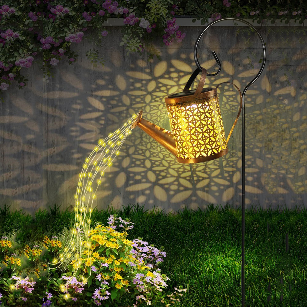 Luces solares decorativas para jardín, regadera Solar con luces, linternas solares colgantes, color blanco cálido, 1 ud.: Default Title