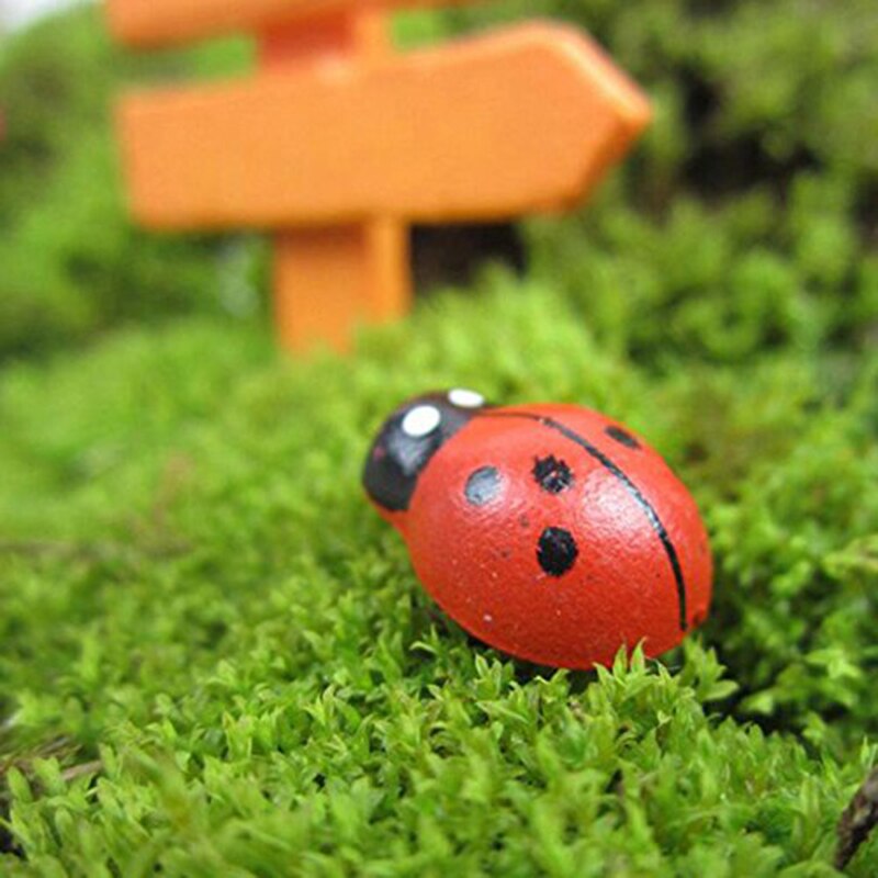 100pcs Cute Wooden Ladybird Ladybug Sponge Self-adhesive Sticker Kids Scrapbooking Baby Toys Garden Decorative Stakes