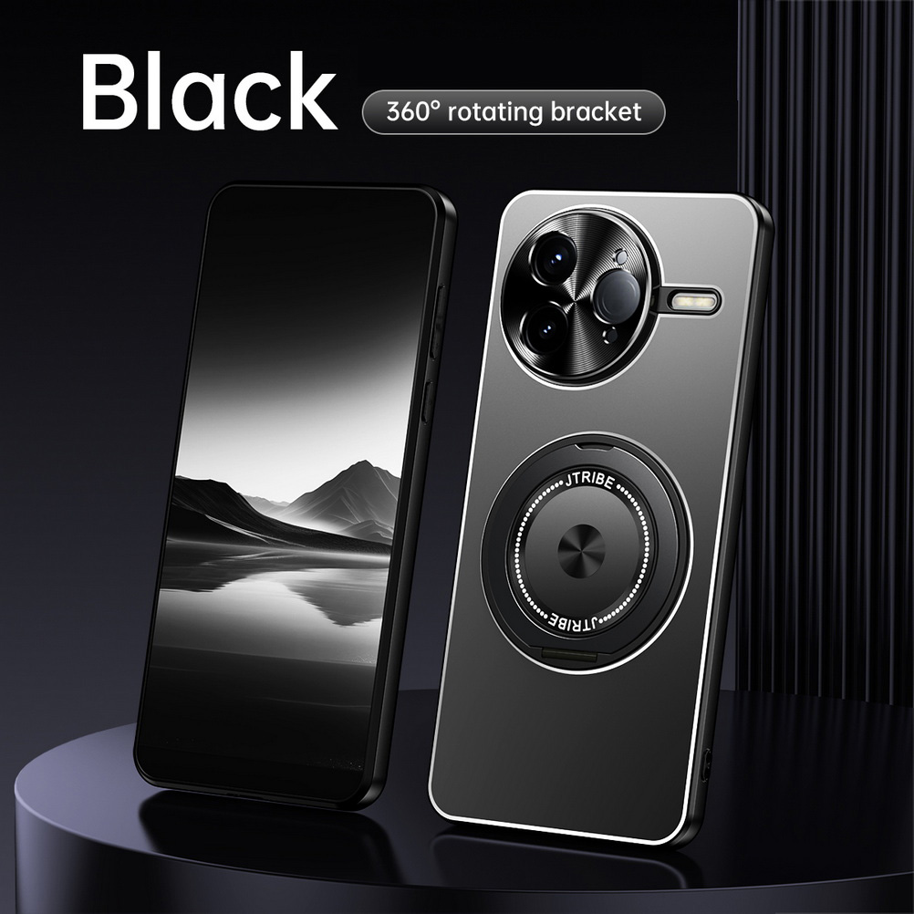 Aluminum Alloy Sandblasted Back Plate Holder KickStand Case For Poco F7 Ultra POCO F7 Pro Poco F5 Pro Camera Protect Cover: black / Poco F7 Ultra