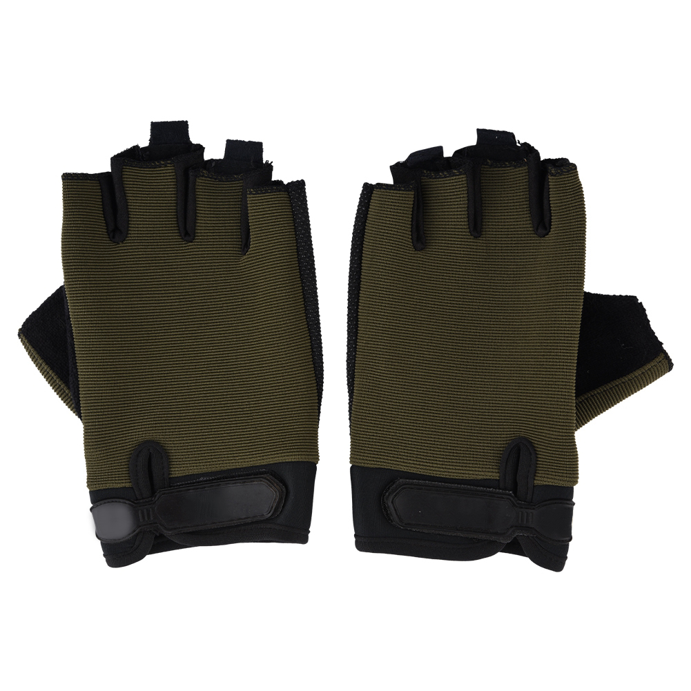 Gants de vélo ajustables pour enfants, unisexes, à enfants-enfants-demi-doigts, respirants, antidérapants, durables, pour l'équitation, le cyclisme: Vert armée