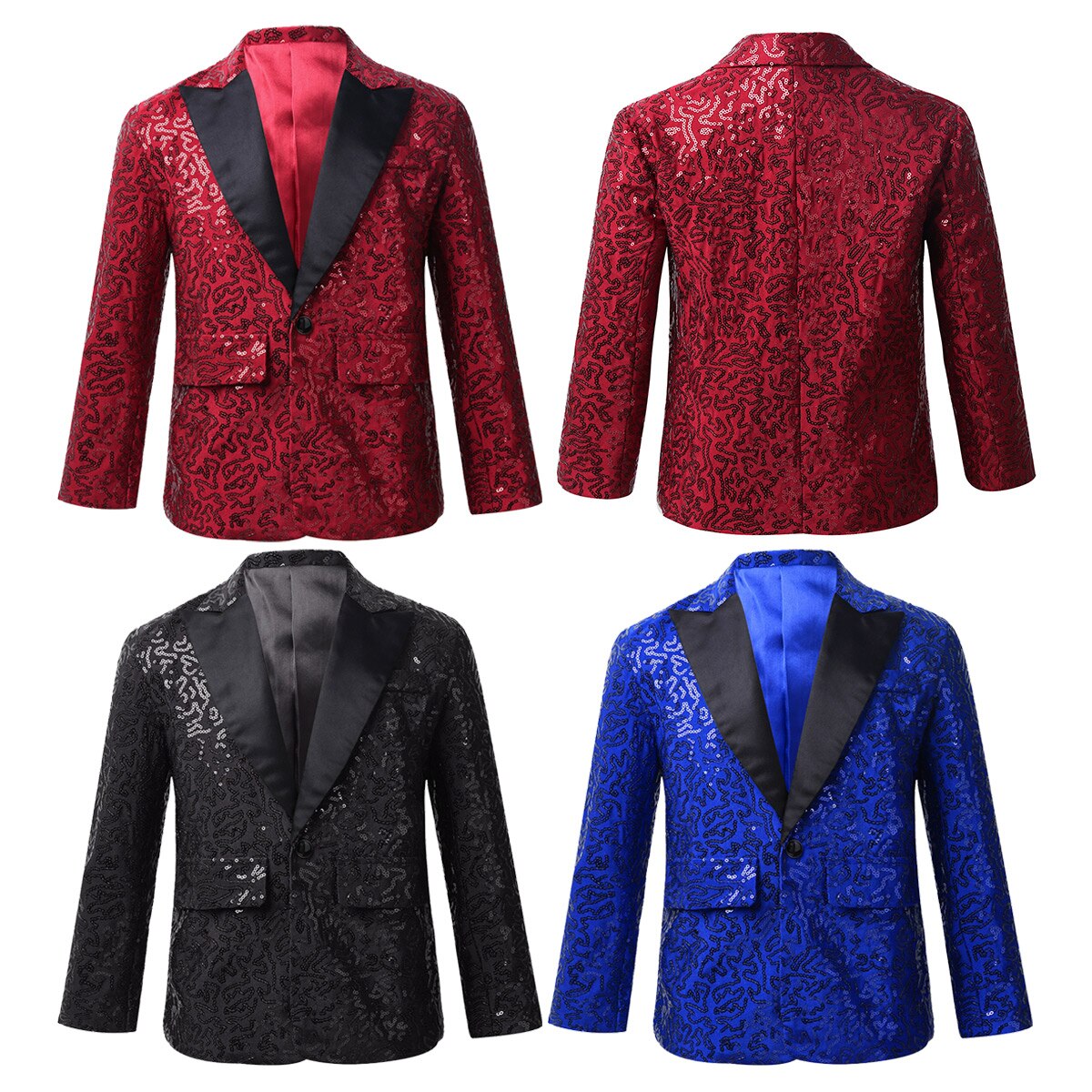 Boys Blazer Kids Suits Stylish Sequins Lapel Suit Coat Boy Jacket Wedding Blazer Tuxedo Banquet Birthday Party Suit Outwear