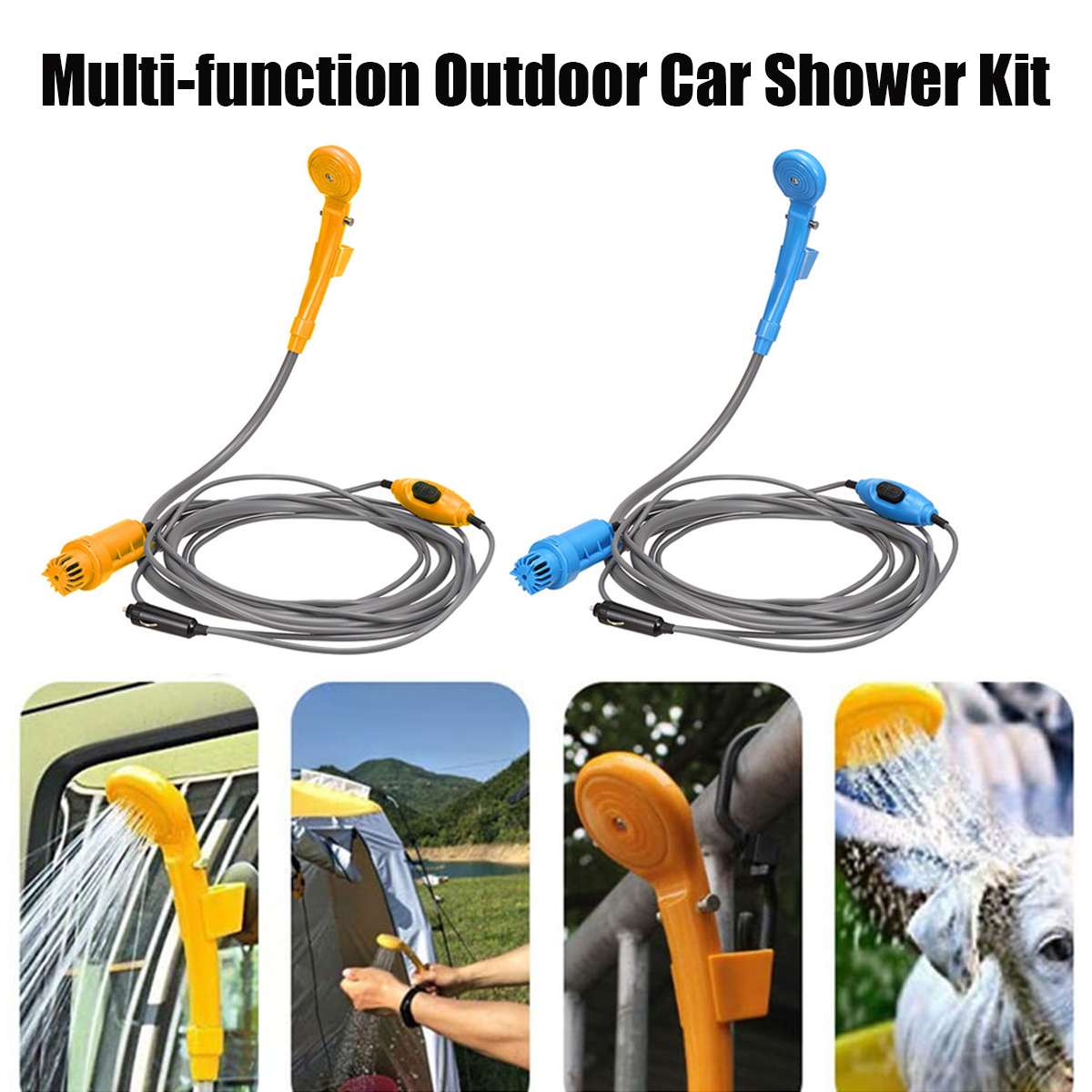 12V Shower Kit Portable Shower Pump Travel Camping Pet Dog Car Shower Washer Electric Pump Outdoor Hiking Kit Flower watering