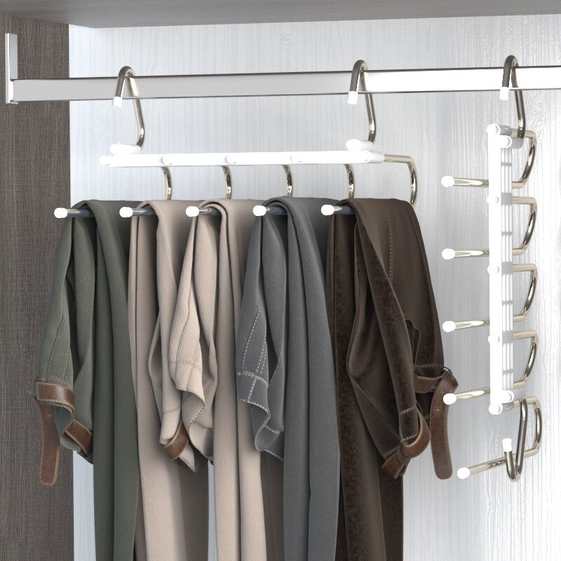 5 schichten Falten Hosen Gestell Aufhänger Versenkbare Multi-schicht Hosen Hängen Kleiderschrank Lagerung Hosen Clip Trocknen KleiderbüGel