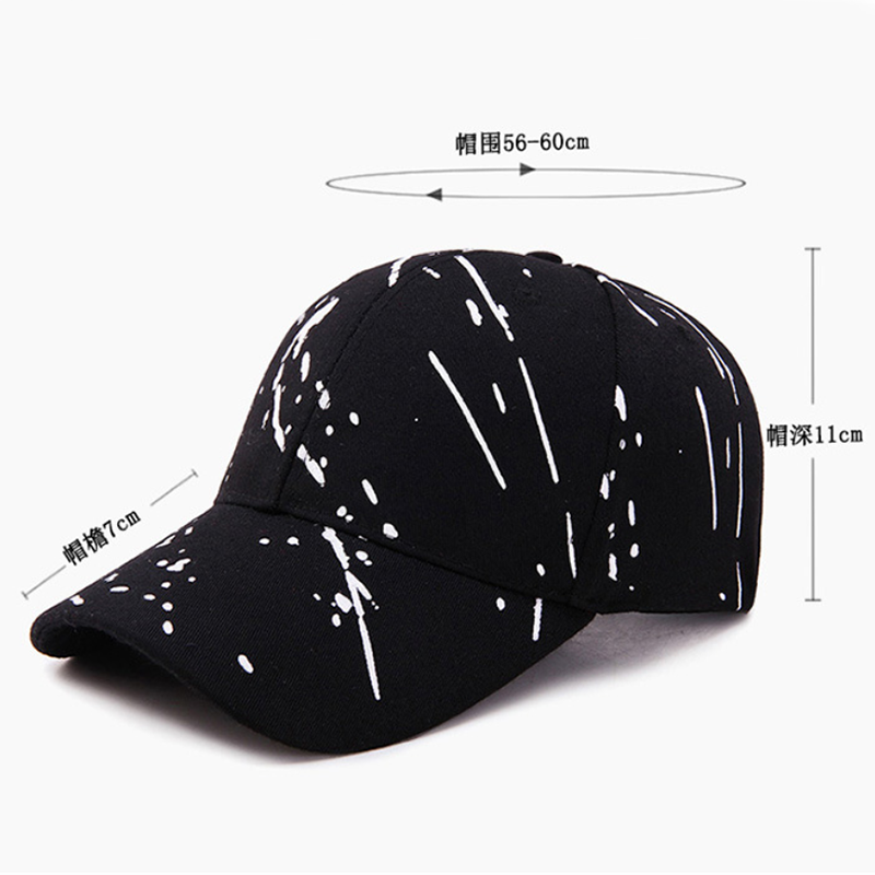 Trendy Adult Baseball Cap Korean Art Print Men and Women Sun Visor Baseball Cap Hat Sunscreen Adjustable Cap Black White