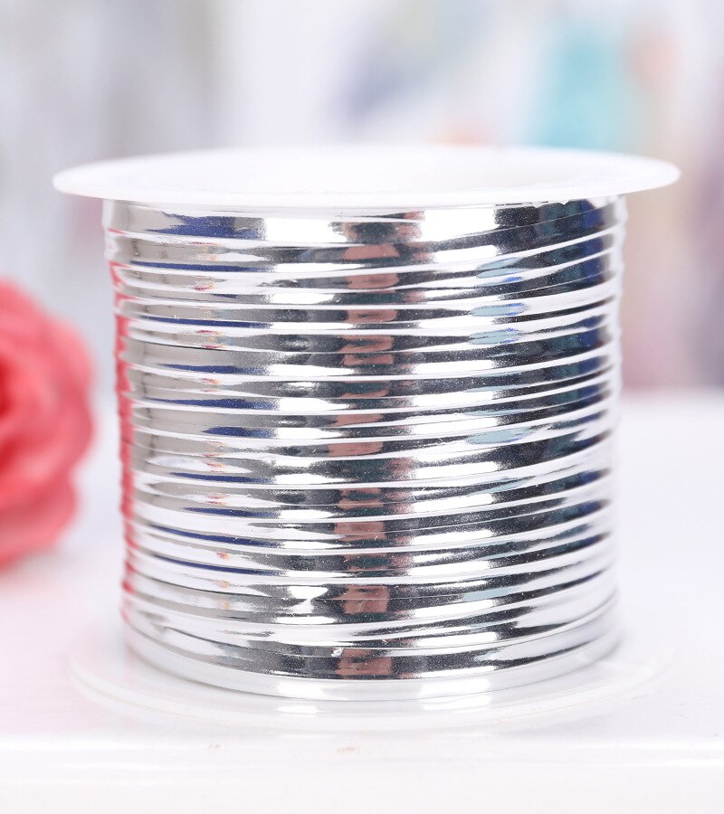 15meters 4mm Wide Metallic Elastic Cords Stretch Cord Ribbon Metallic Tinsel Cord Rope for Craft Making Wrapping: Silver