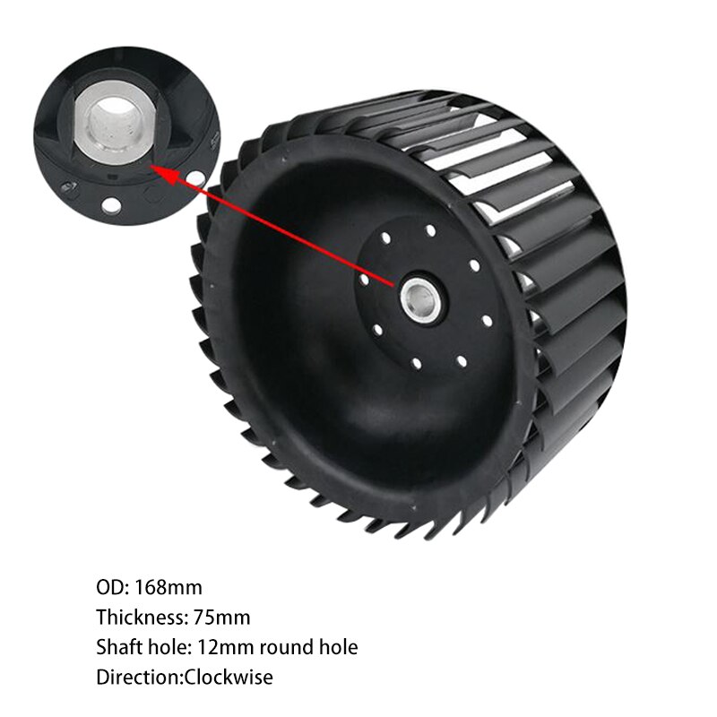 PP Centrifugal Wheel Fan Dia. 168mm Blower Fan Wheel Blades Anti-corrosion Plastic Blower Wheel Impeller Ventilation Fan Blades
