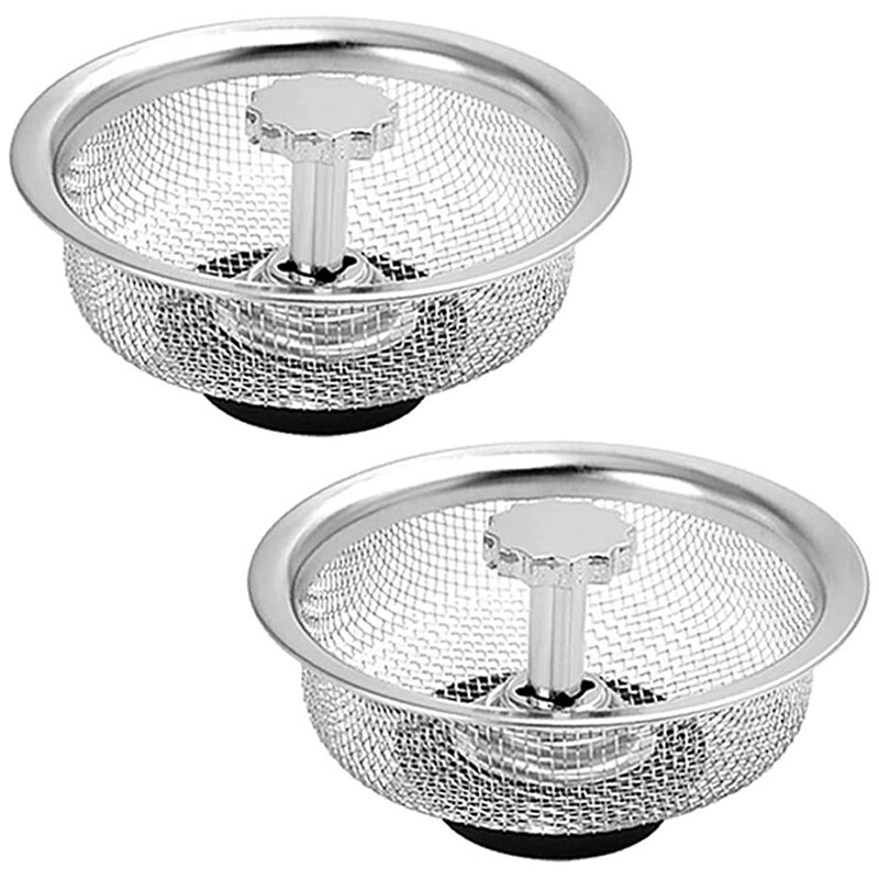 Kitchen Sink Drain Strainer, Basket Catcher Strainer, 3.3 Inch Diameter Stainless Steel Sifter Strainer 2 Pack: Default Title