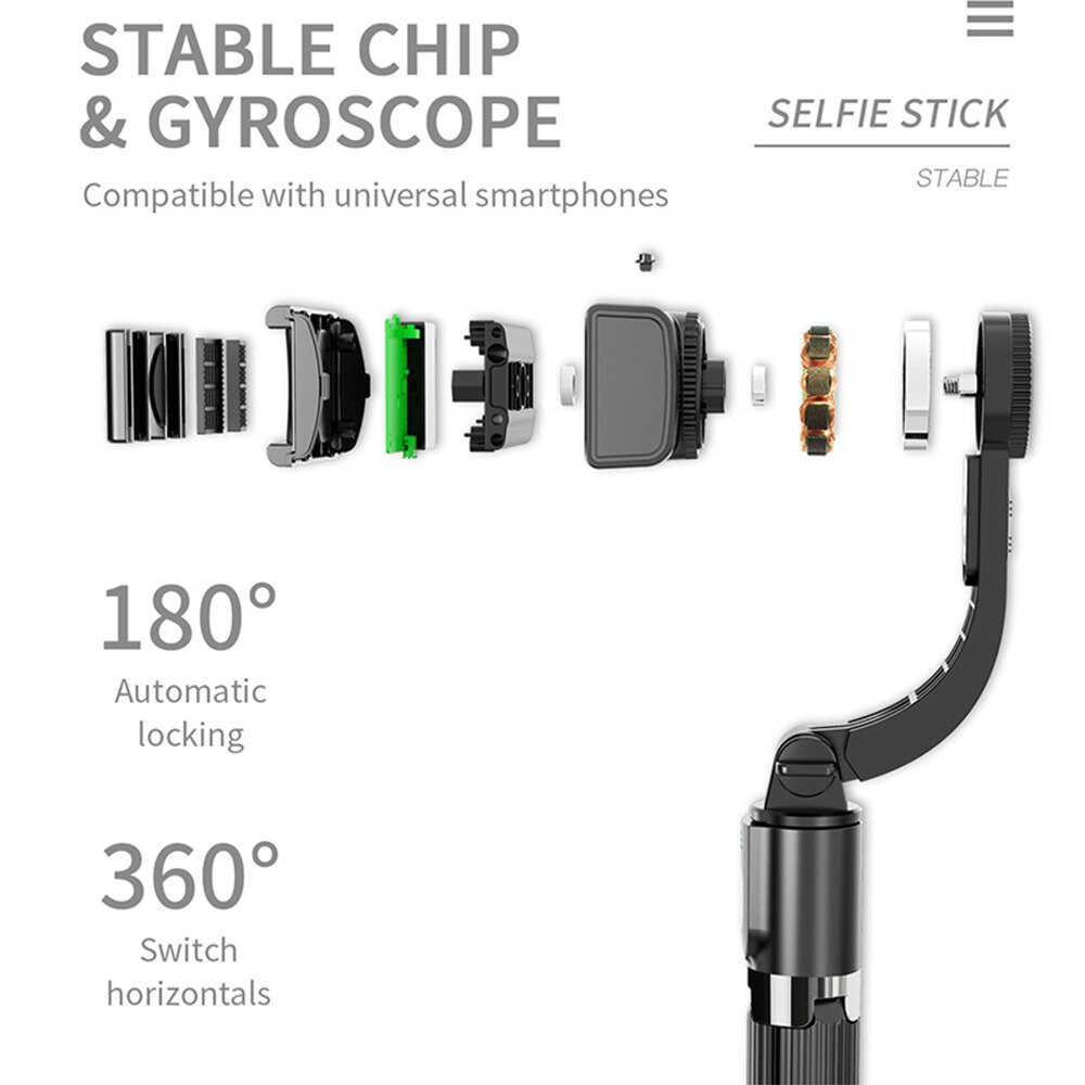 Stabilizer Smart Chip Anti-shake Sleek Foldable Tripod Handheld Gimbal Stabilizer Portable Selfie Stick Multiple Camera Modes