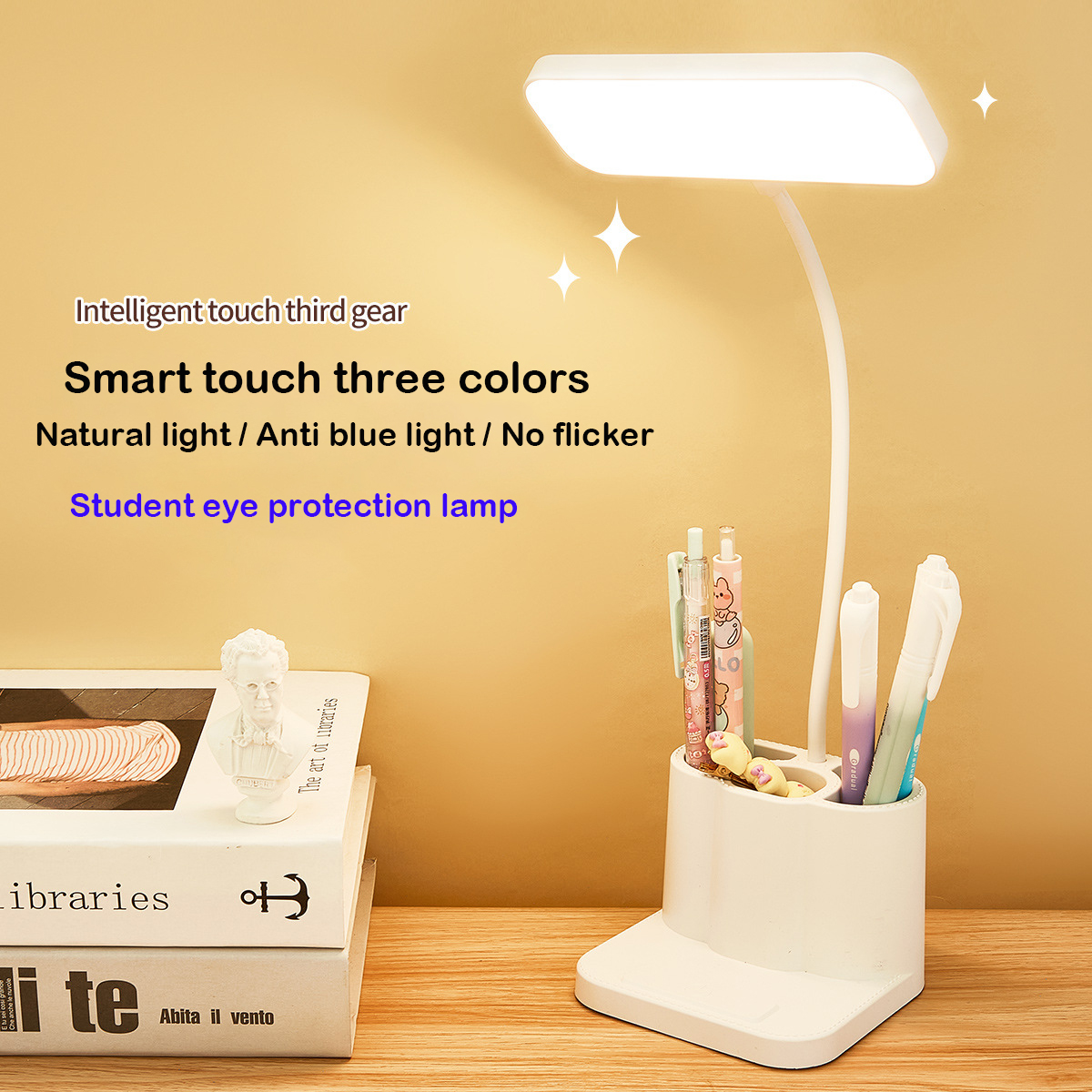 Opvouwbare tafellamp USB oplaadbaar Touch-bedlampje 3 kleuren Traploos dimbaar Oogbescherming Slaapkamer Lezen Nachtlampje 2025