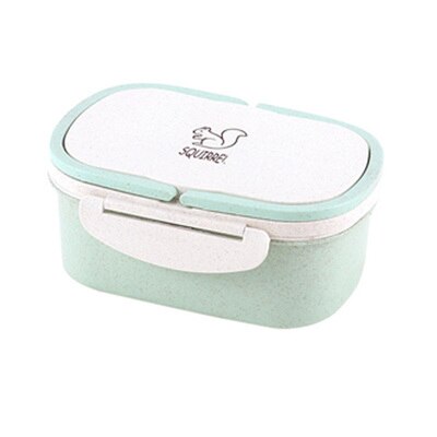 Double Layer Lunch Box Portable Cute Cartoon High Capacity Light Food Container Home Office Student Picnic Leakproof Bento Box: Green
