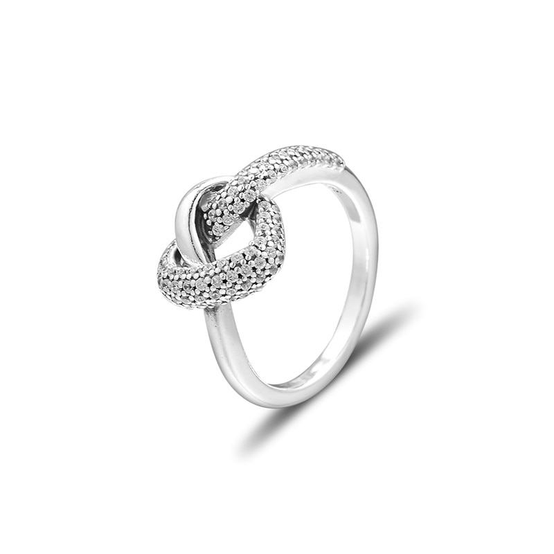 Knotted Heart Ring Jewelry 925 Sterling Silver Rings for Women Pave Stone Female Ring Silver Jewelry Girls Wedding Rings