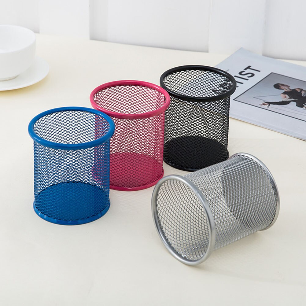 Mesh Metal Makeup Brushes Holder Pen Pencil Brush Pot Holder Storage Container Office Desk Organizer Cosmetic Pen Box