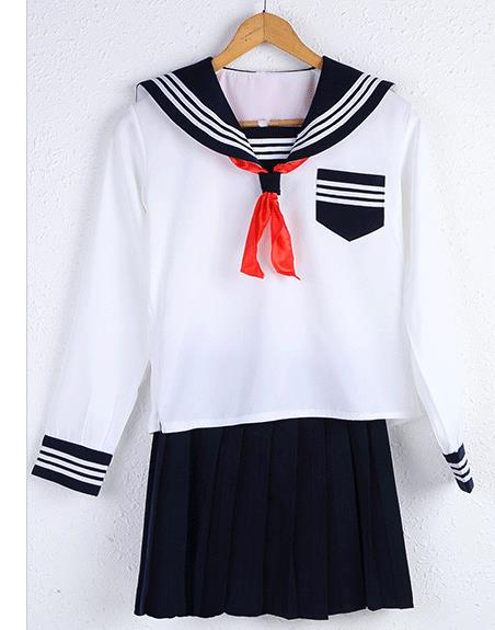 School Uniform Set Japanese High-end JK Uniform Sailor Uniform Japanese Long-sleeved Student Set: Long sleeve / XL